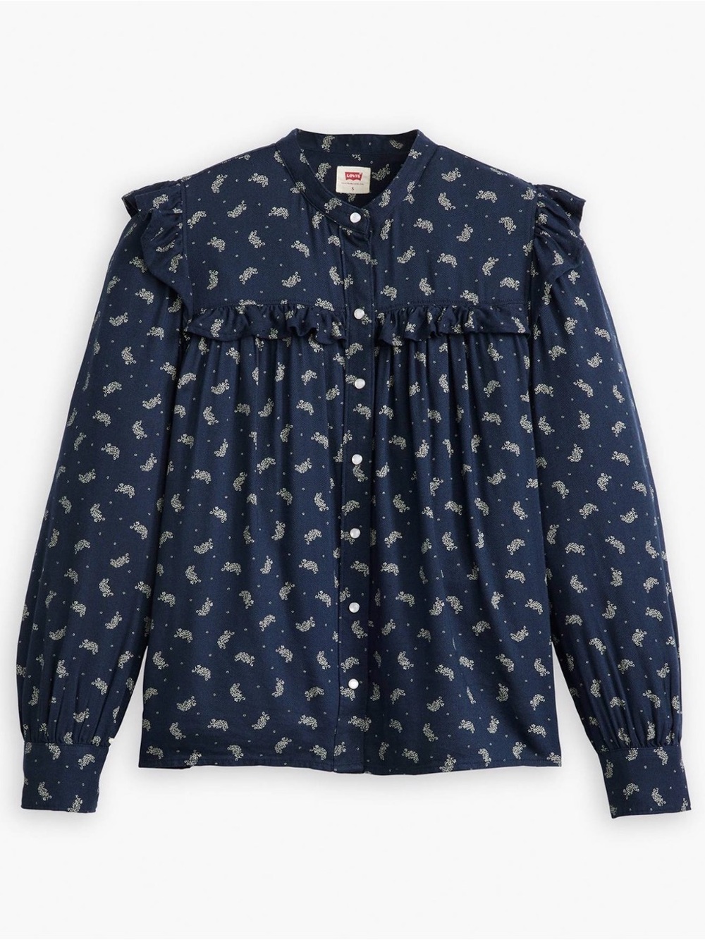 Levi's Navy Floral Ruffle Button-Front Blouse Gianna